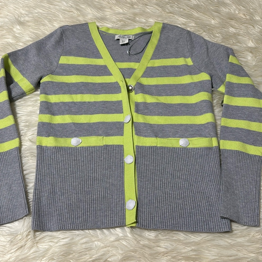 Rachel Zoe gray and green knit cardigan/sweater in XS